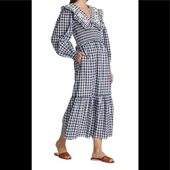 Sea New York Gina Blue and White Gingham Maxi Dress - Picture 3 of 12